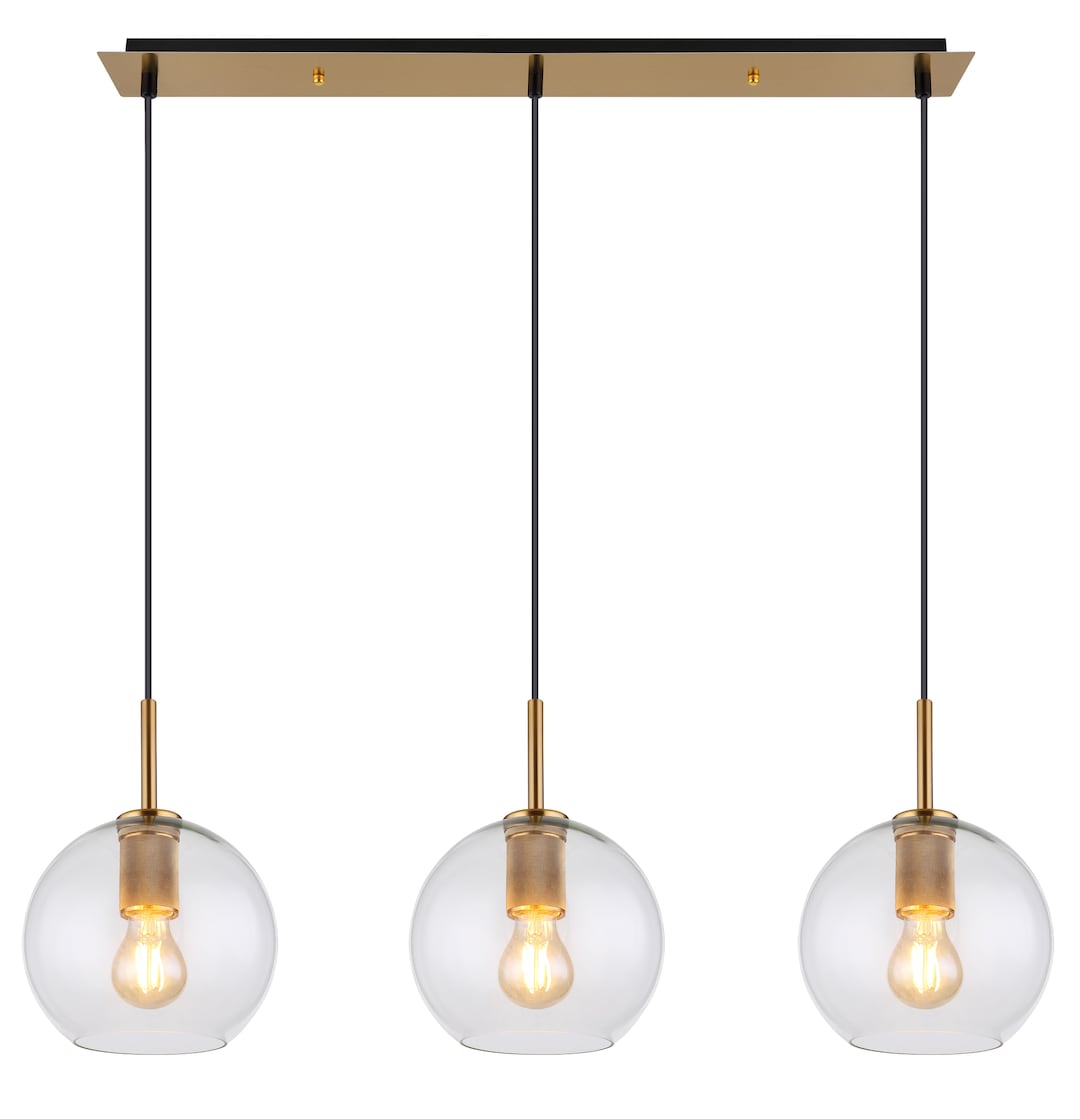 GLOBO Retrofit Balkenpendel ADARA 3-flg messingfarbig /Klarglas