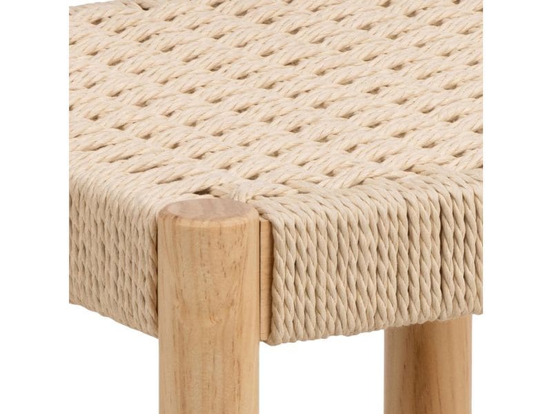 AC Design Hocker Alvin Holz, Weiss Hocker mit Off-White Papiergeflecht