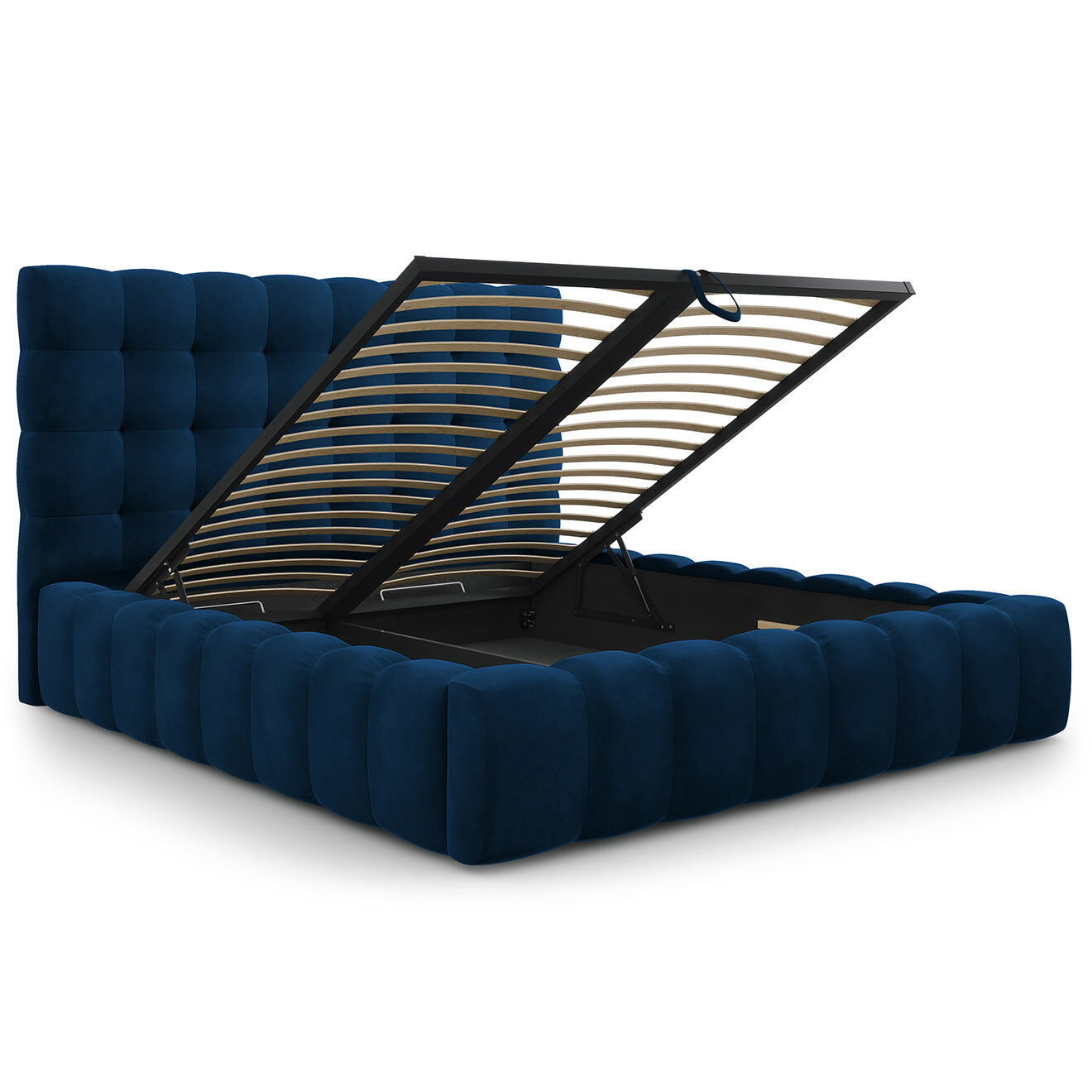 Cosmopolitan Design Lit avec coffre de rangement Bali Velours bleu roi - 180x200 cm
