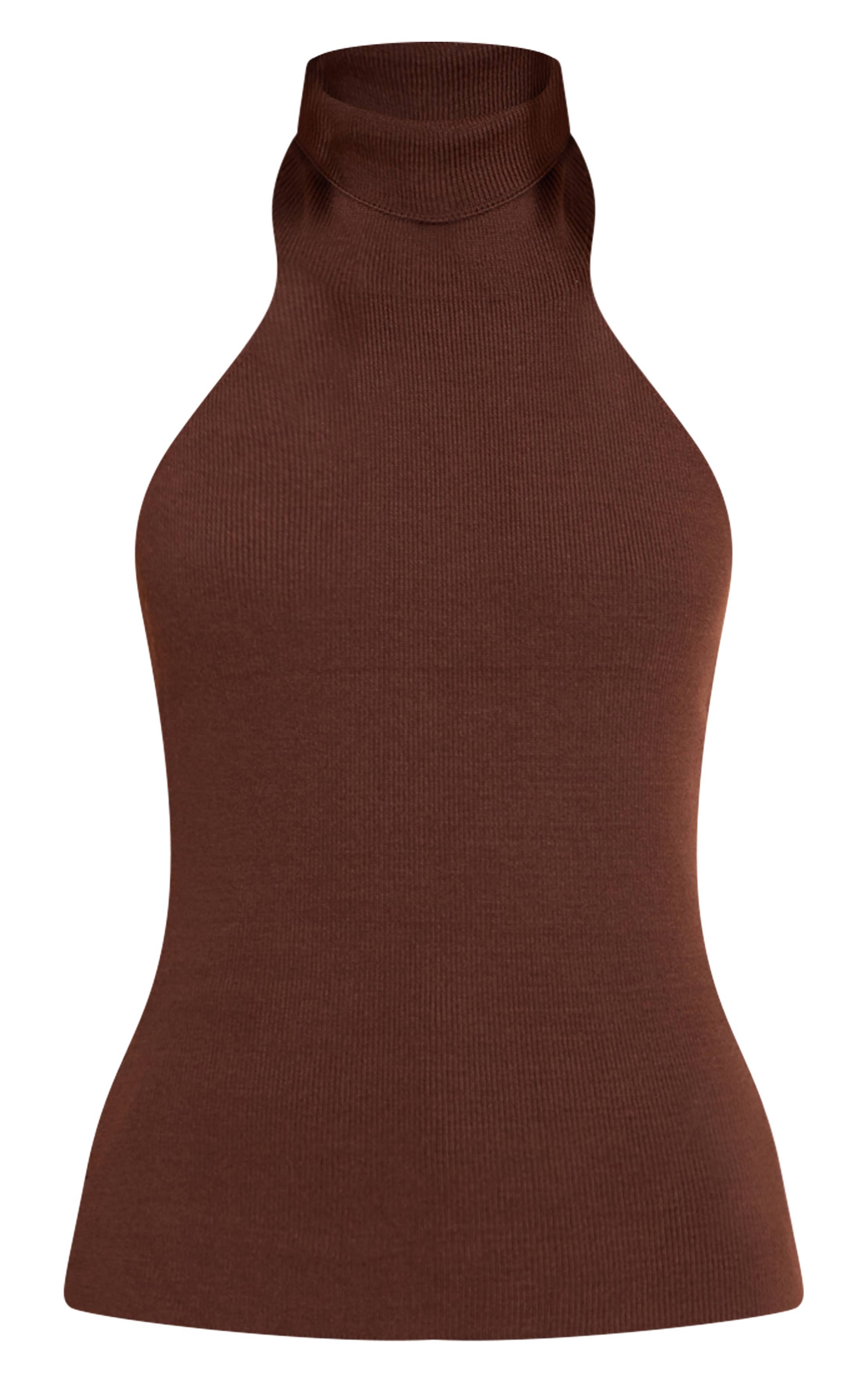 Deep Chocolate Haut Dos-nu En Maille Compacte
