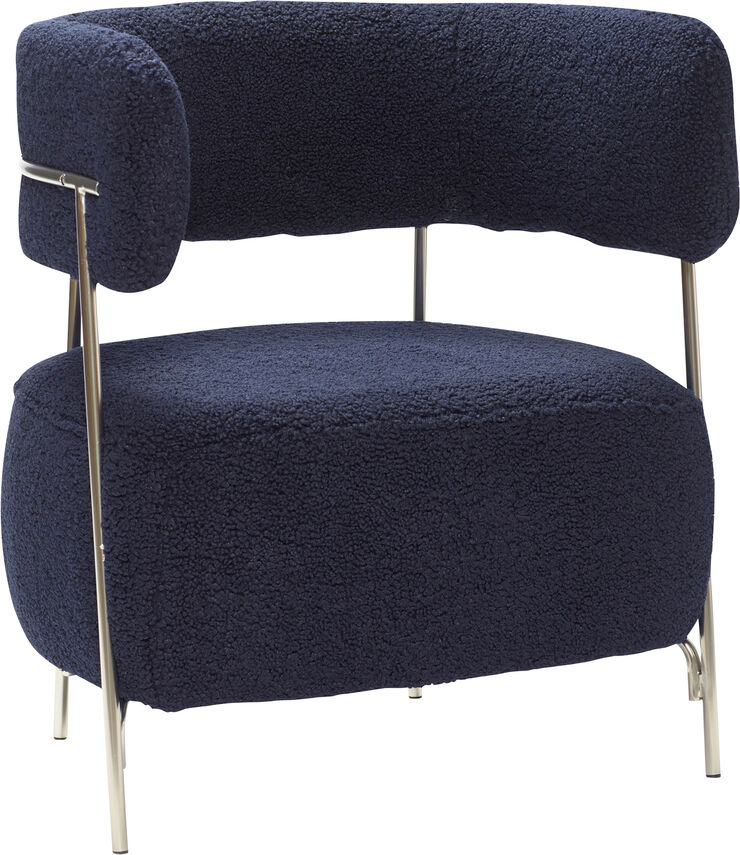 Hübsch Teddy Lounge Chair Blue Mørkeblå/nikkel