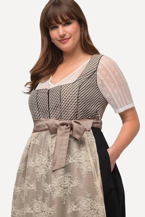 Dirndl, doppellagige Schürze, Carree-Ausschnitt, ärmellos