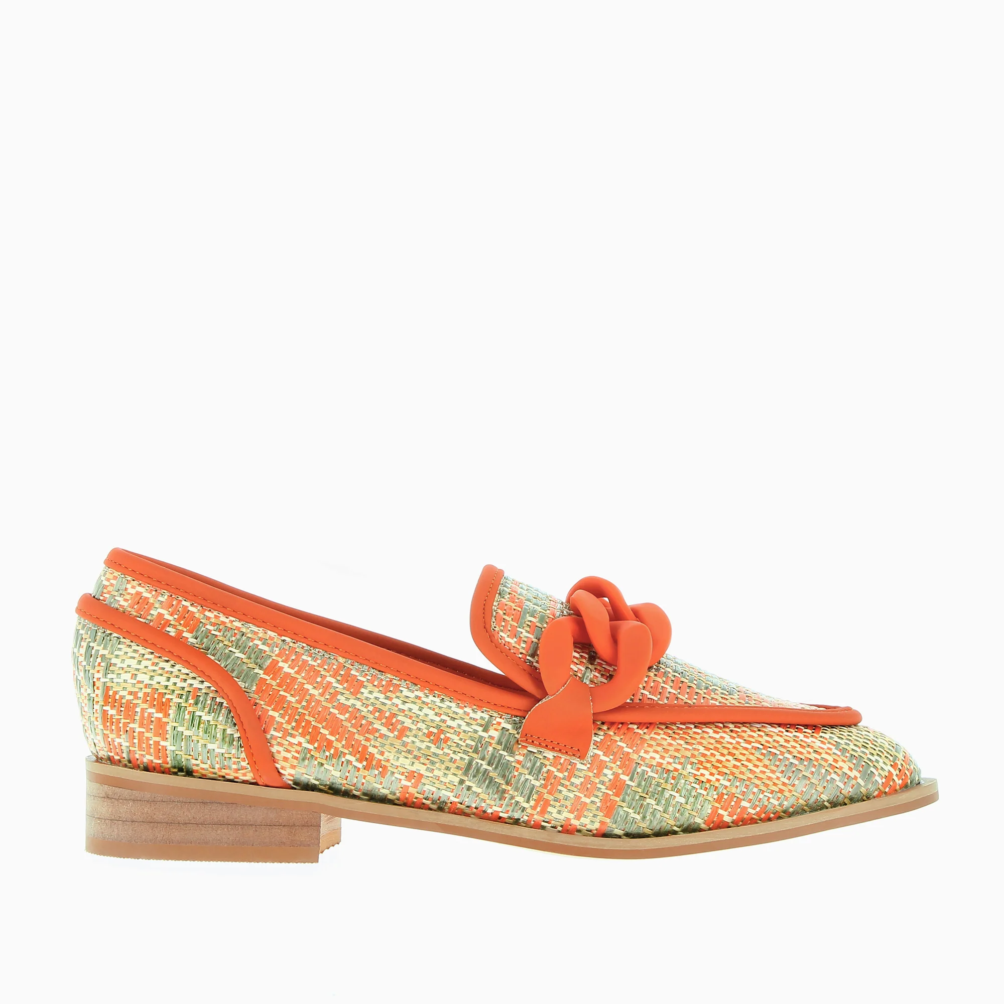 Mocassins, Derbies, Ballerines-Mocassins Barbara orange à chaîne mate