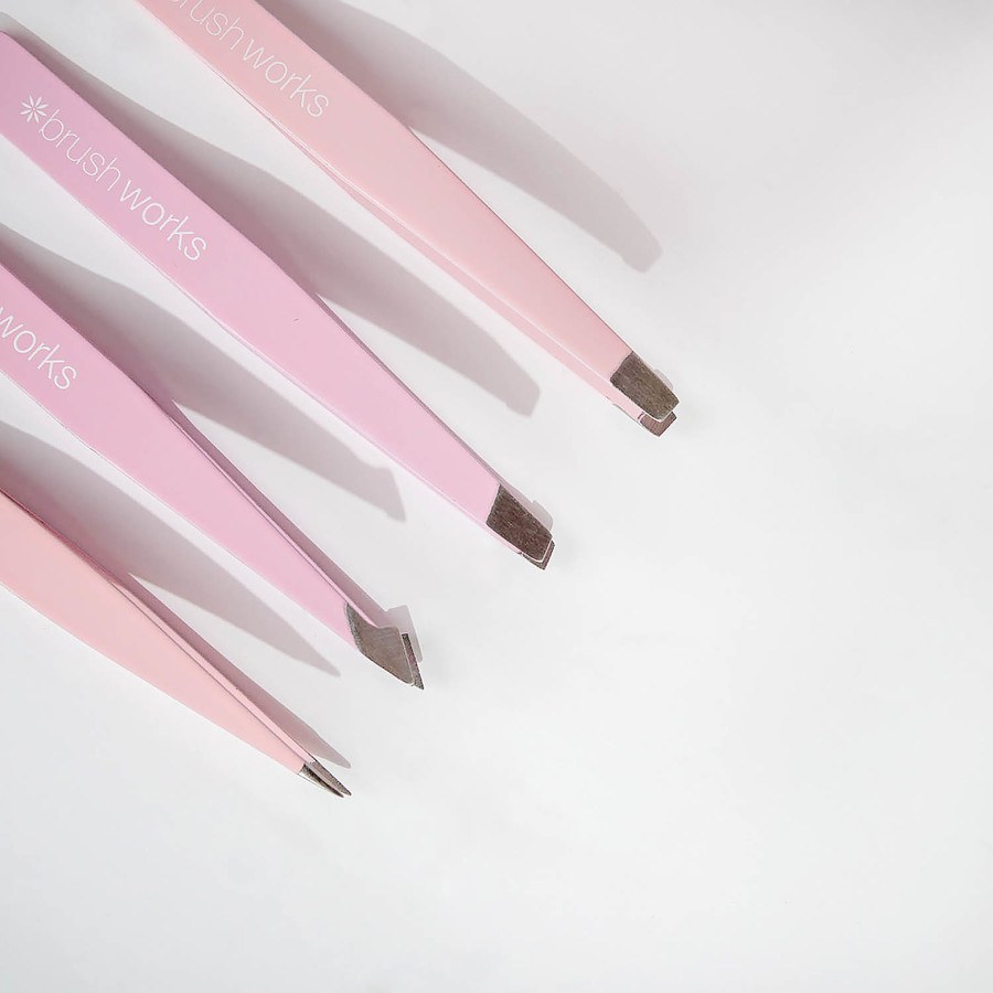 Brushworks HD Combination Tweezer Set Pink 4pcs