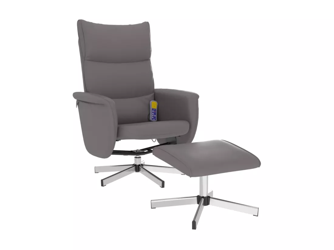 Fauteuil inclinable de massage avec repose-pied gris similicuir