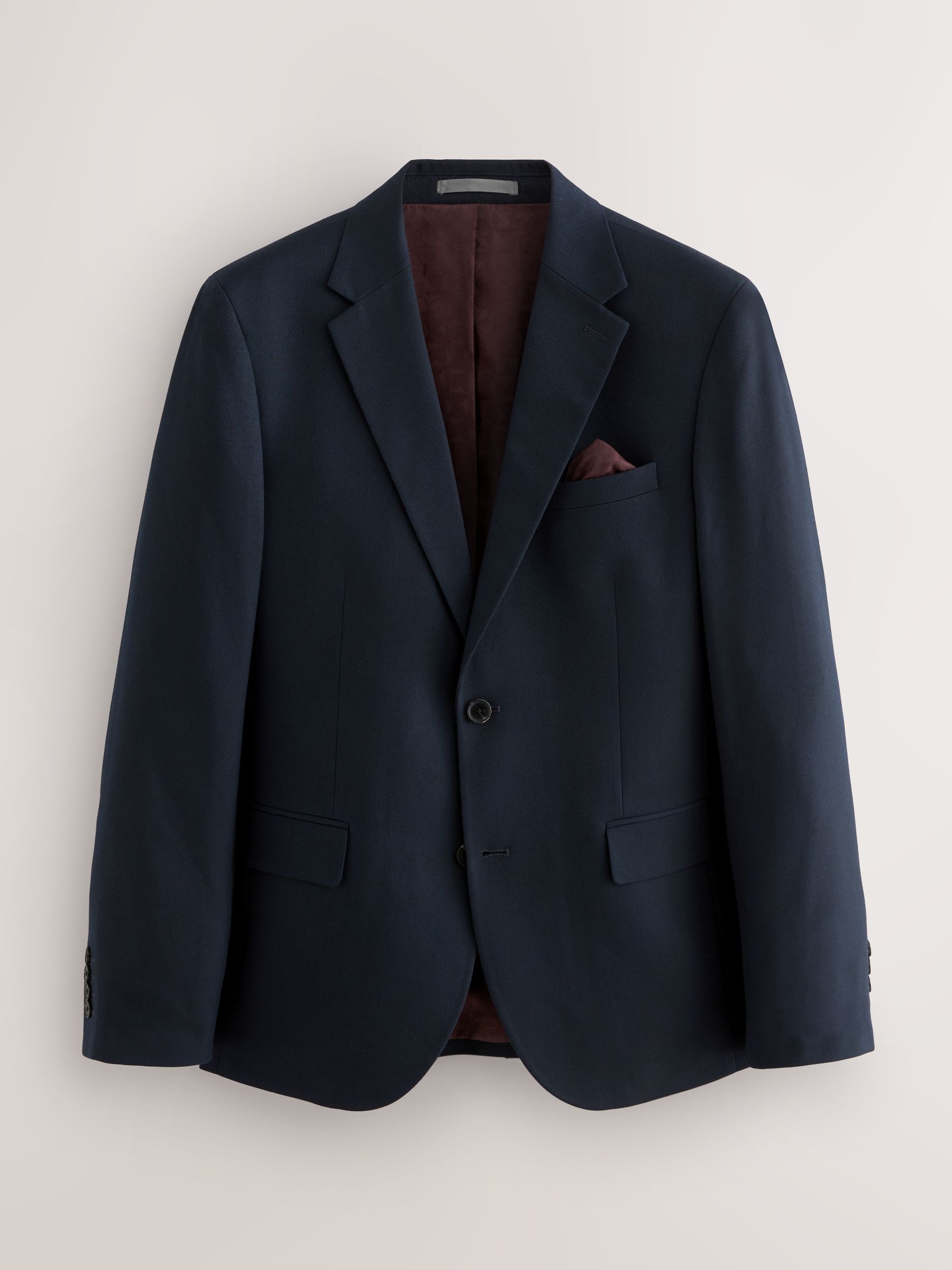 Donkerblauw - Slim Fit - Kostuum met textuur: colbert