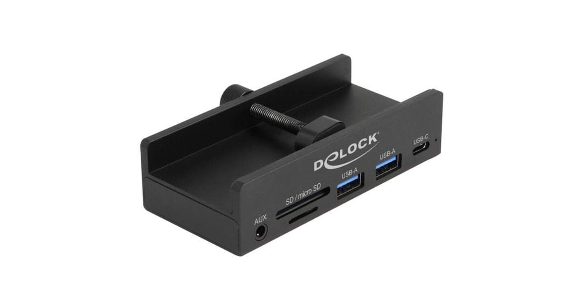 DeLOCKExterne 3-poort USB-hub met borgschroef  (Zwart)