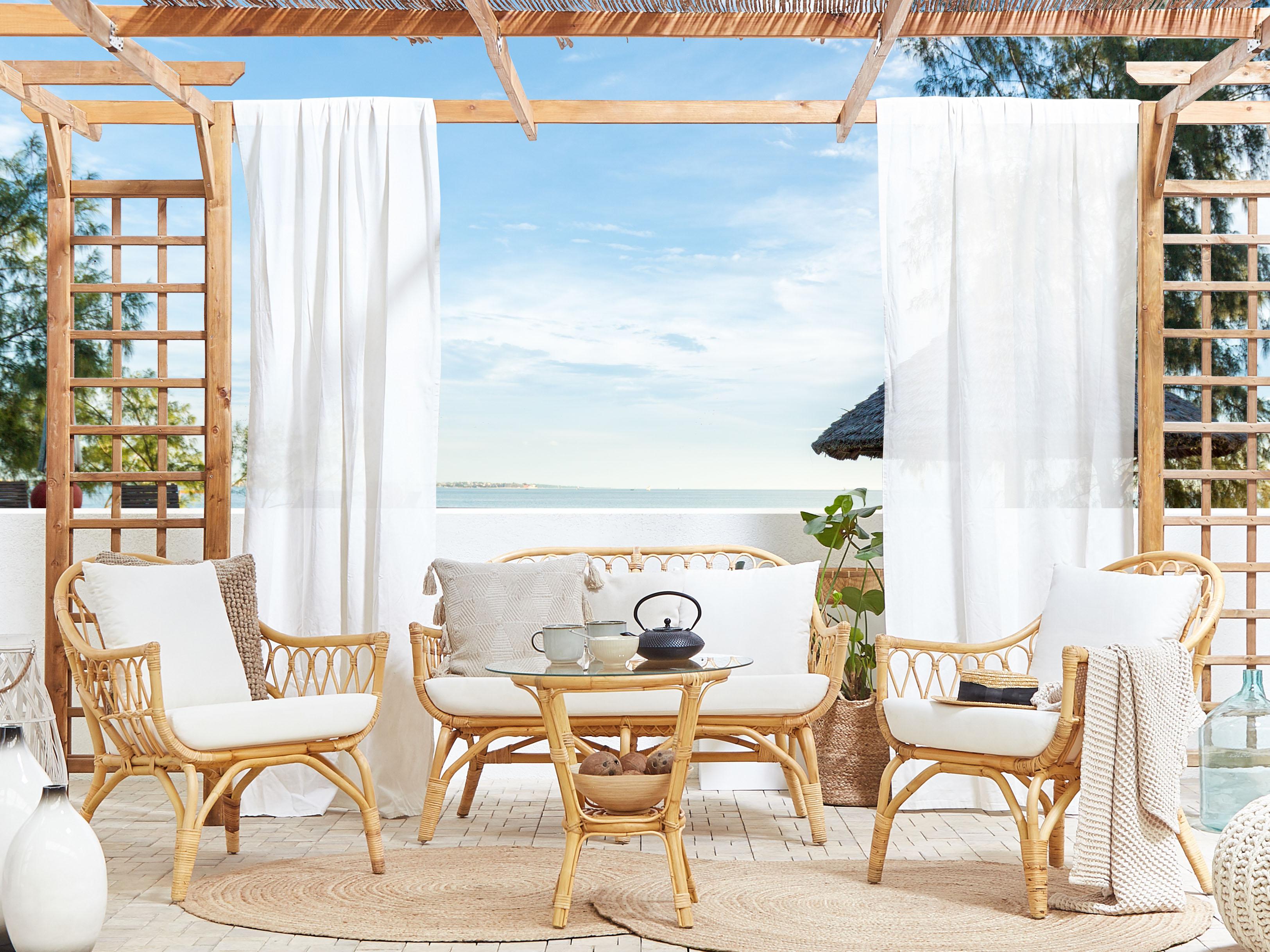 Loungeset met tafel 4-zits SIBARI Rotan Natuurlijk
