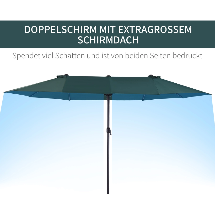 Outsunny Sonnenschirm mit Handkurbel dunkelgrün
