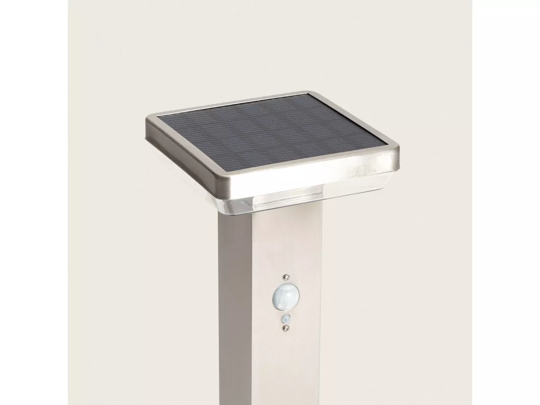 Balise Extérieure sur Pied Solaire LED 5W 50cm Aluminium avec Détecteur de Mouvement Barton Square Argent
