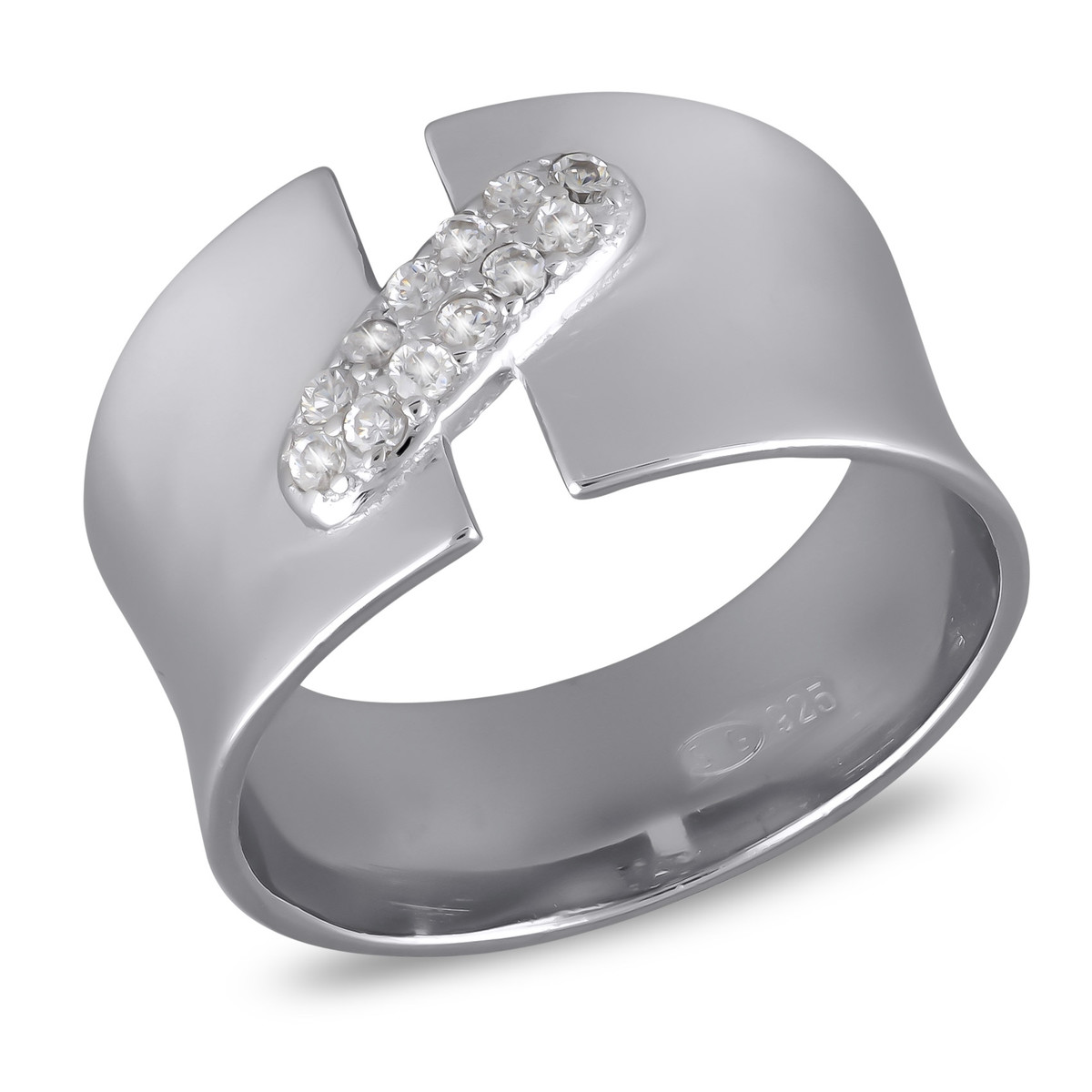 Bague argent rhodié avec cubic zirconia