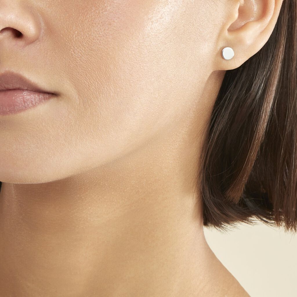 Boucles D'oreilles Puces Apoline Argent Blanc
