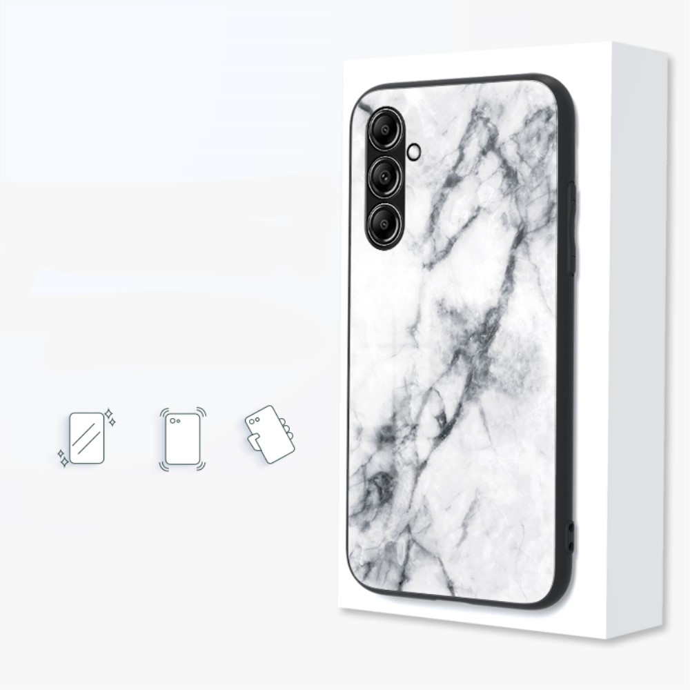Samsung Galaxy S23 FE 5G Hardcase Hybrid Schutzhülle Glas Rückseite Marmor Marble - Weiss