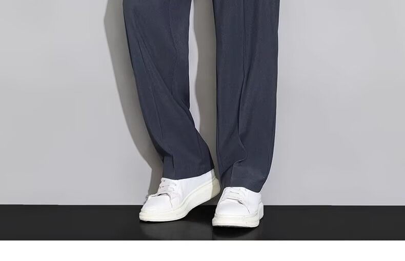 Cowpow - Mid Rise Plain Loose Fit Dress Pants