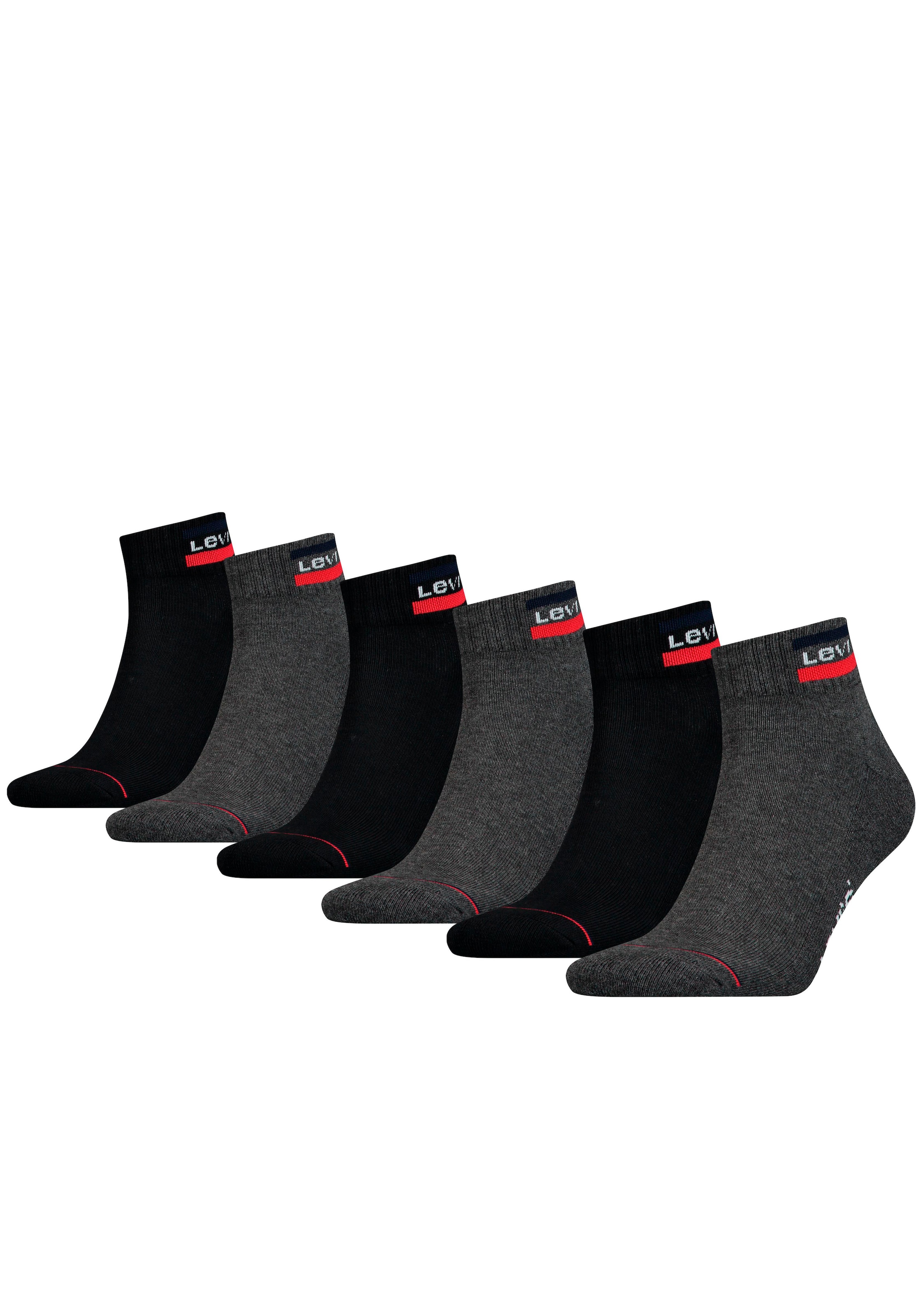 Levi's® Kurzsocken Packung, 6 Paar tlg. mit breitem Logobund