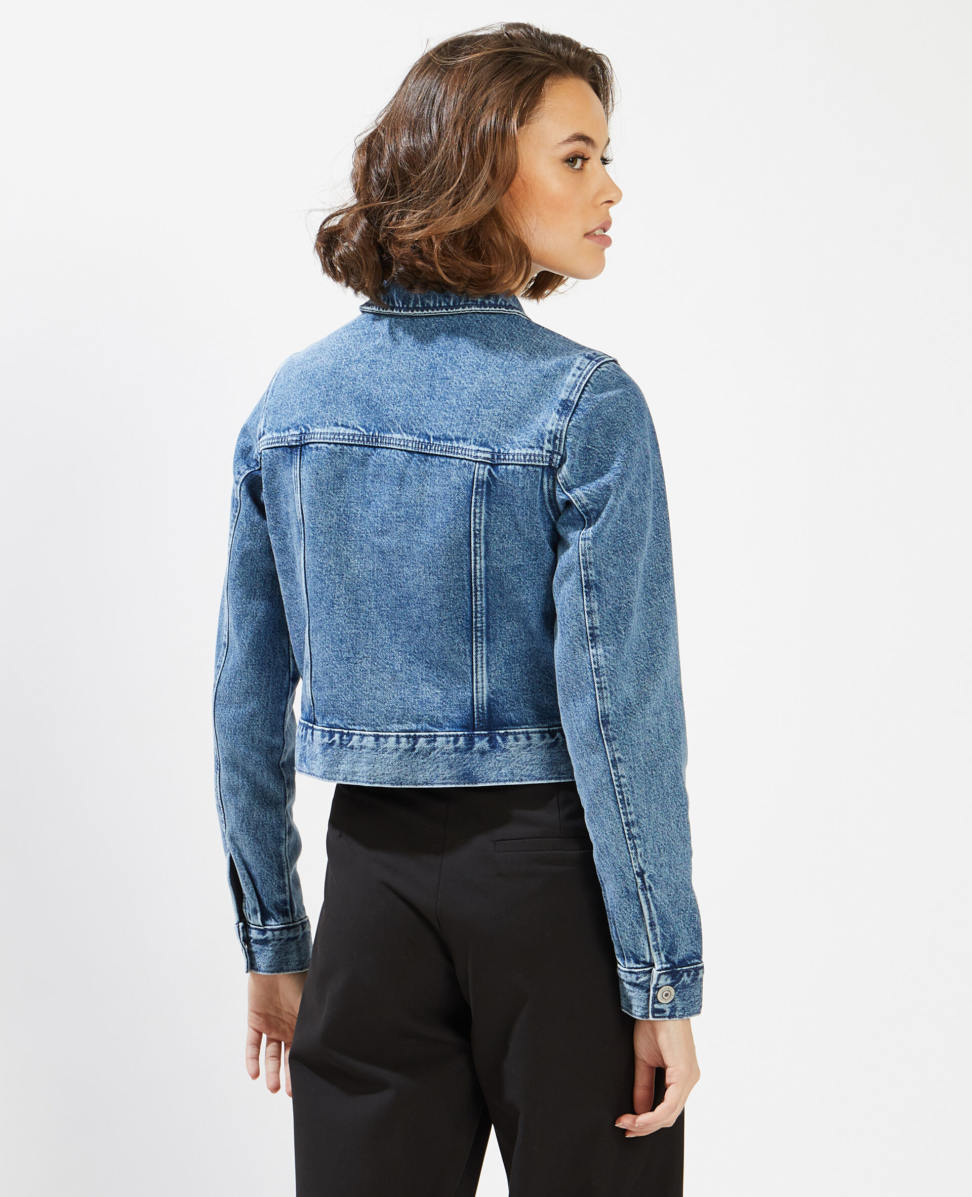 Veste courte en jean - Bleu