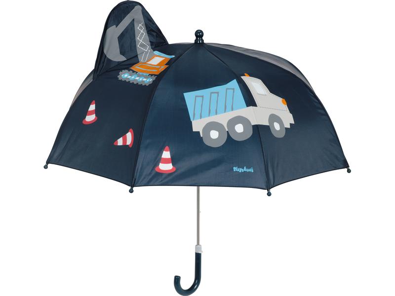 Playshoes Regenschirm 3D Baustelle Klassischer Regenschirm für Kinder