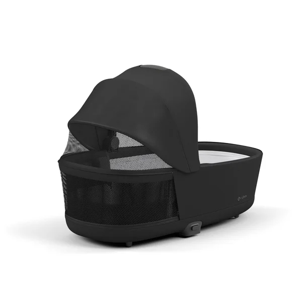Carrinho de bebê Cybex Priam V4 na cor bege com estrutura preta fosca.