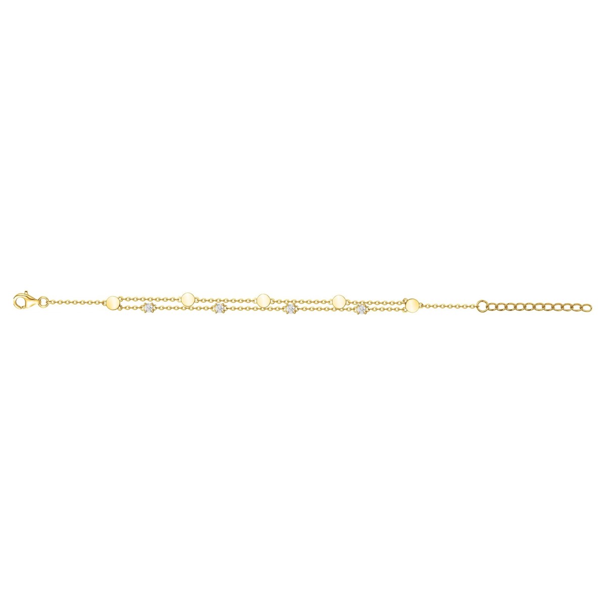 Bracelet souple multi-motifs en Plaqué Or avec oxyde de zirconium blanc