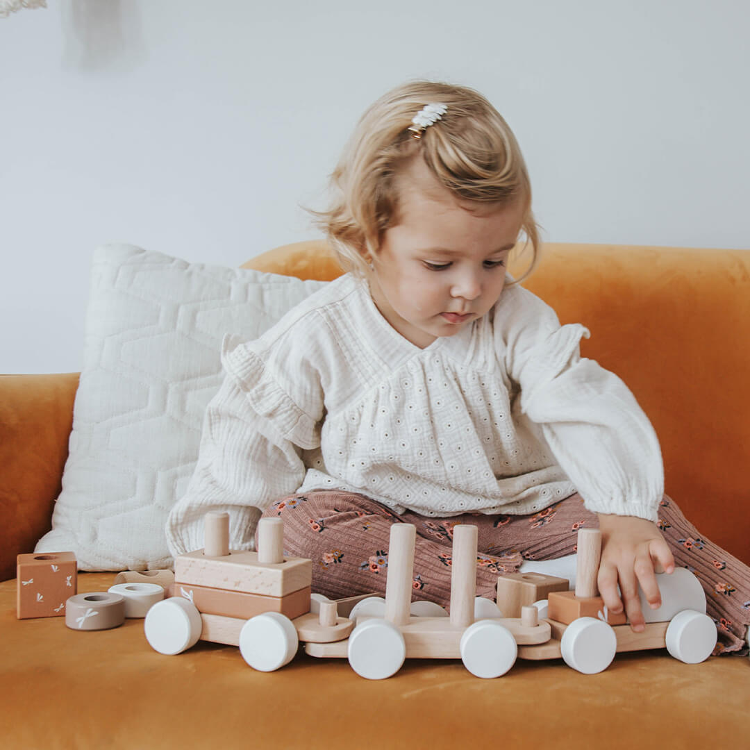 Label label blokkentrein nougat