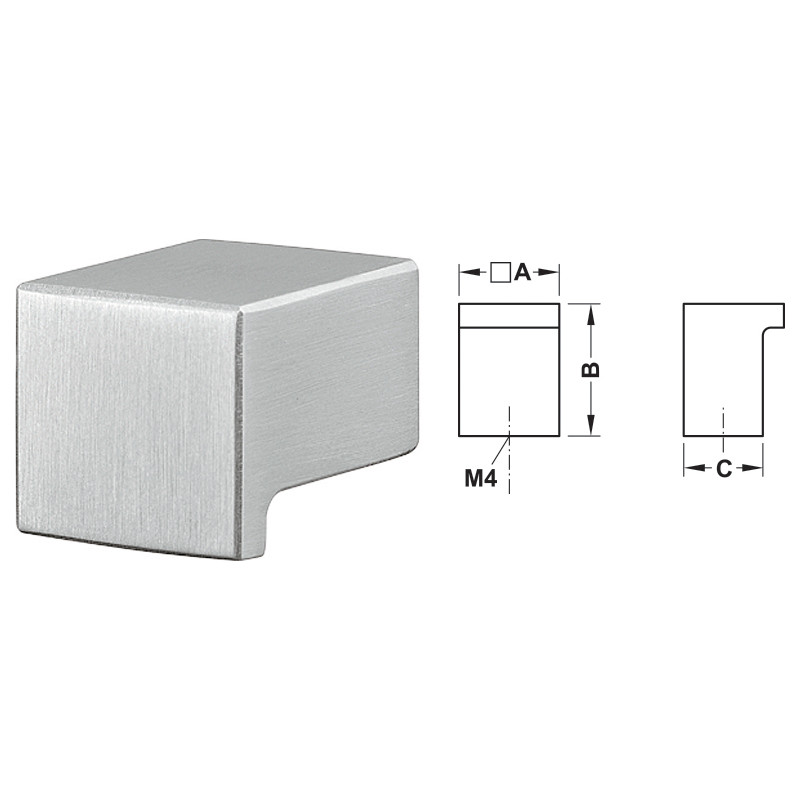 Häfele meubelknop RVS mat 19x25mm