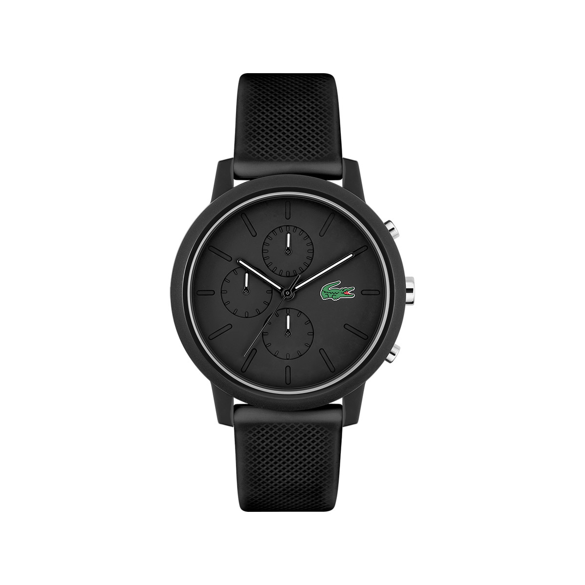 Montre LACOSTE.12.12 chrono homme TR90 noir bracelet silicone noir