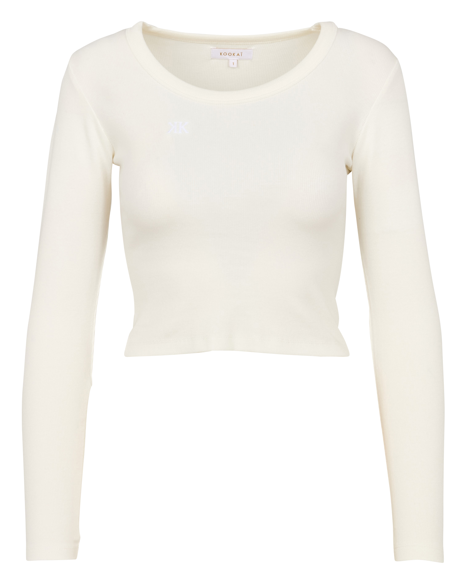 JANETTE - Tee-shirt moulant court à col rond | Blanc
