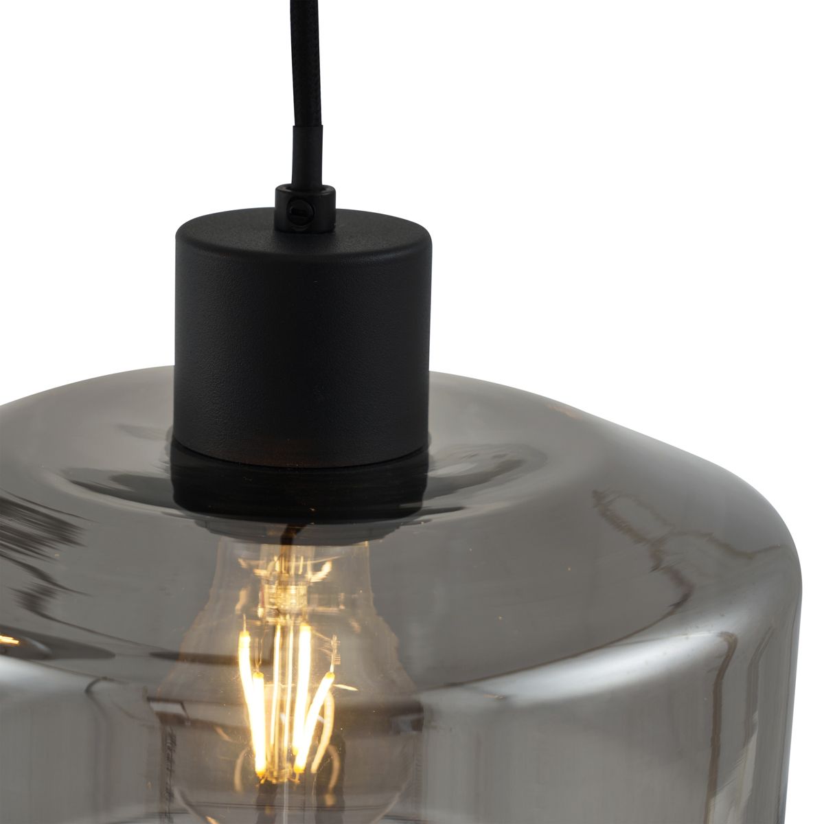 Moderne hanglamp zwart met smoke glas 5-lichts - Sheena
