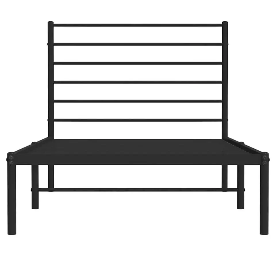 vidaXL - Bed frame met hoofdbord - Zwart - Metaal - 90x200 cm