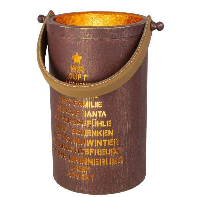 Laterne Baum-Wort-Mosaik - Größe M - bordeaux/gold - ca. 15 x 26 cm
