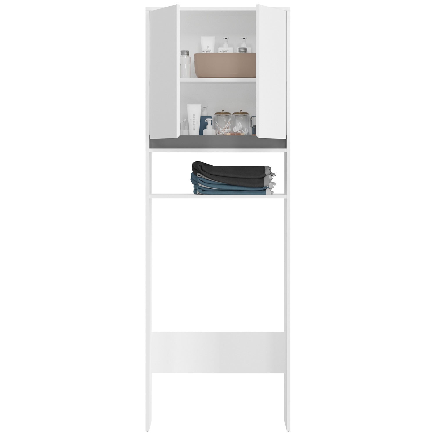 Waschmaschienenüberbau Torino weiß/grau B/H/T 65x190x25 cm