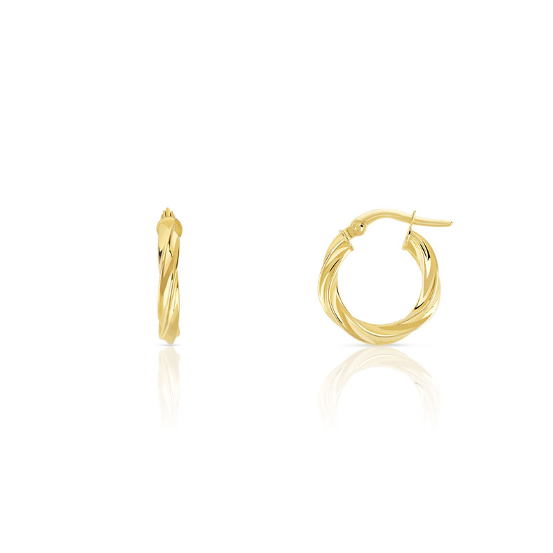 Créoles or 750 jaune torsadées 10 mm