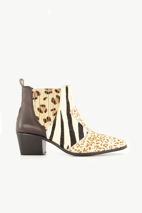 Leder-Stiefeletten, Animal, Weite H