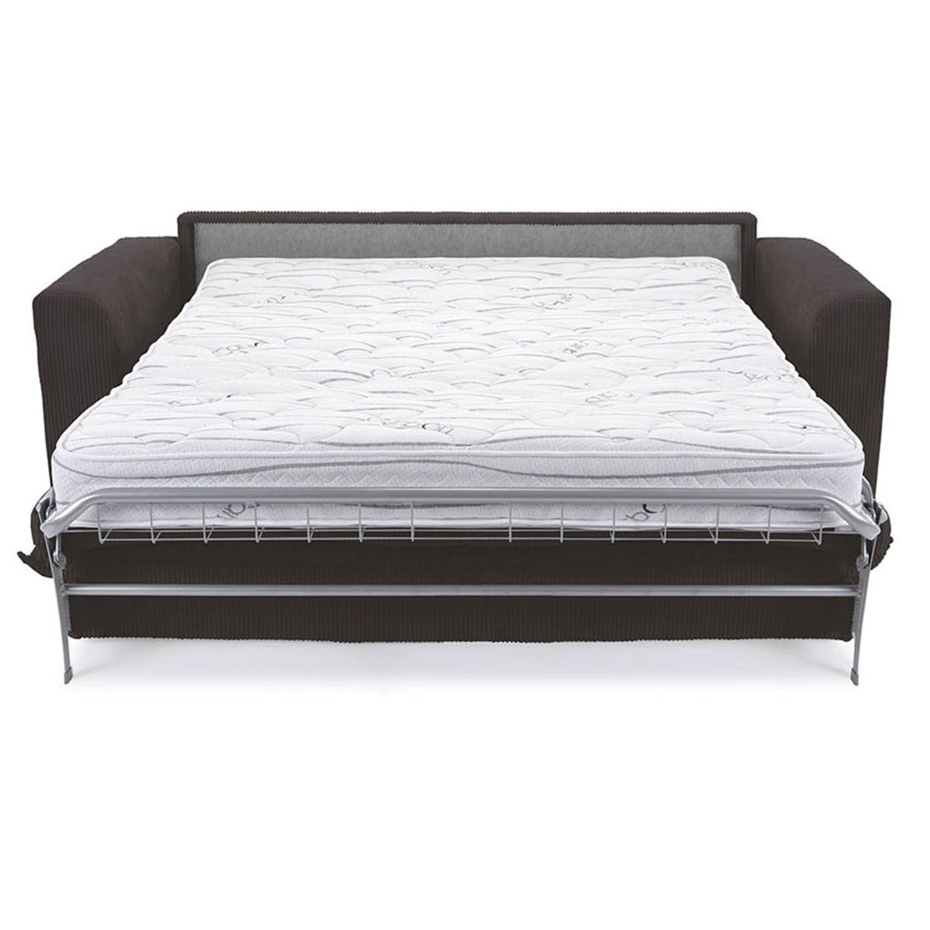 Bobochic Canapé droit augustin ouverture express velours côtelé marron  - 205x97x96 cm