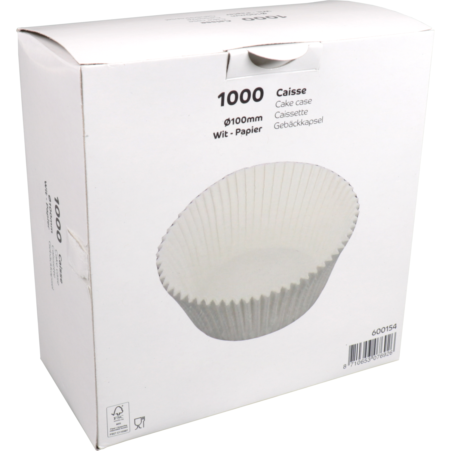 Caisse, papier, rond, Ø100mm, wit