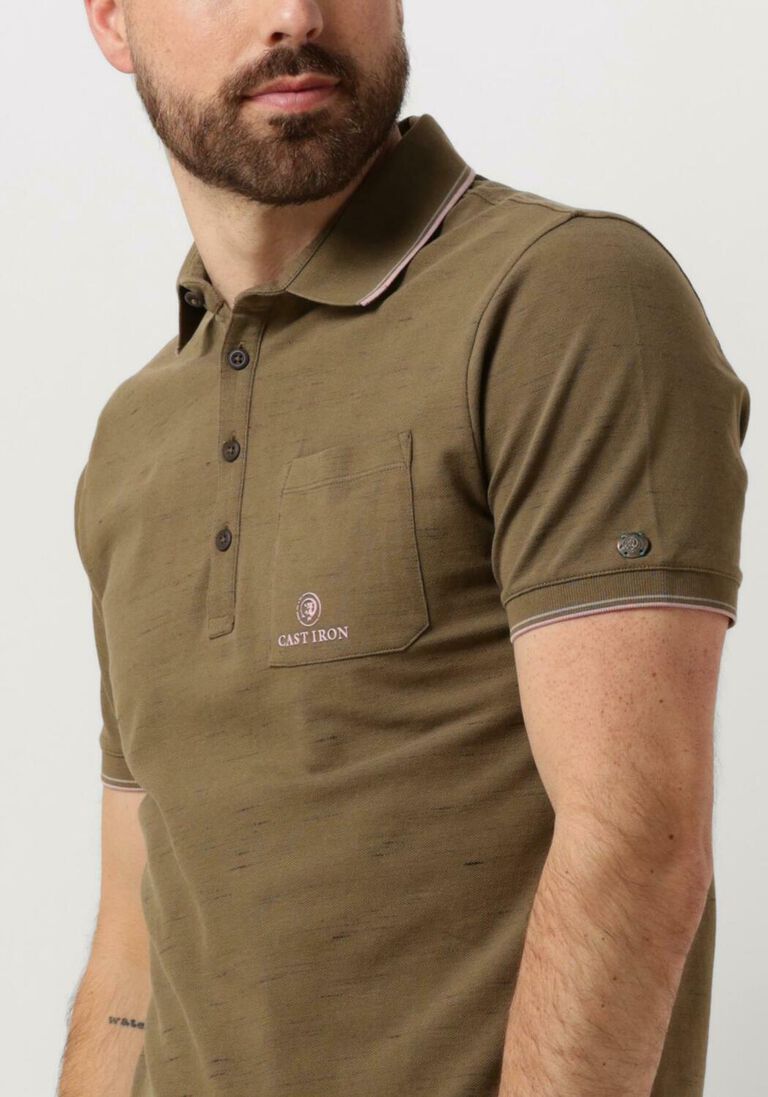 CAST IRON groene cast iron polo short sleeve polo injected cotton pique
