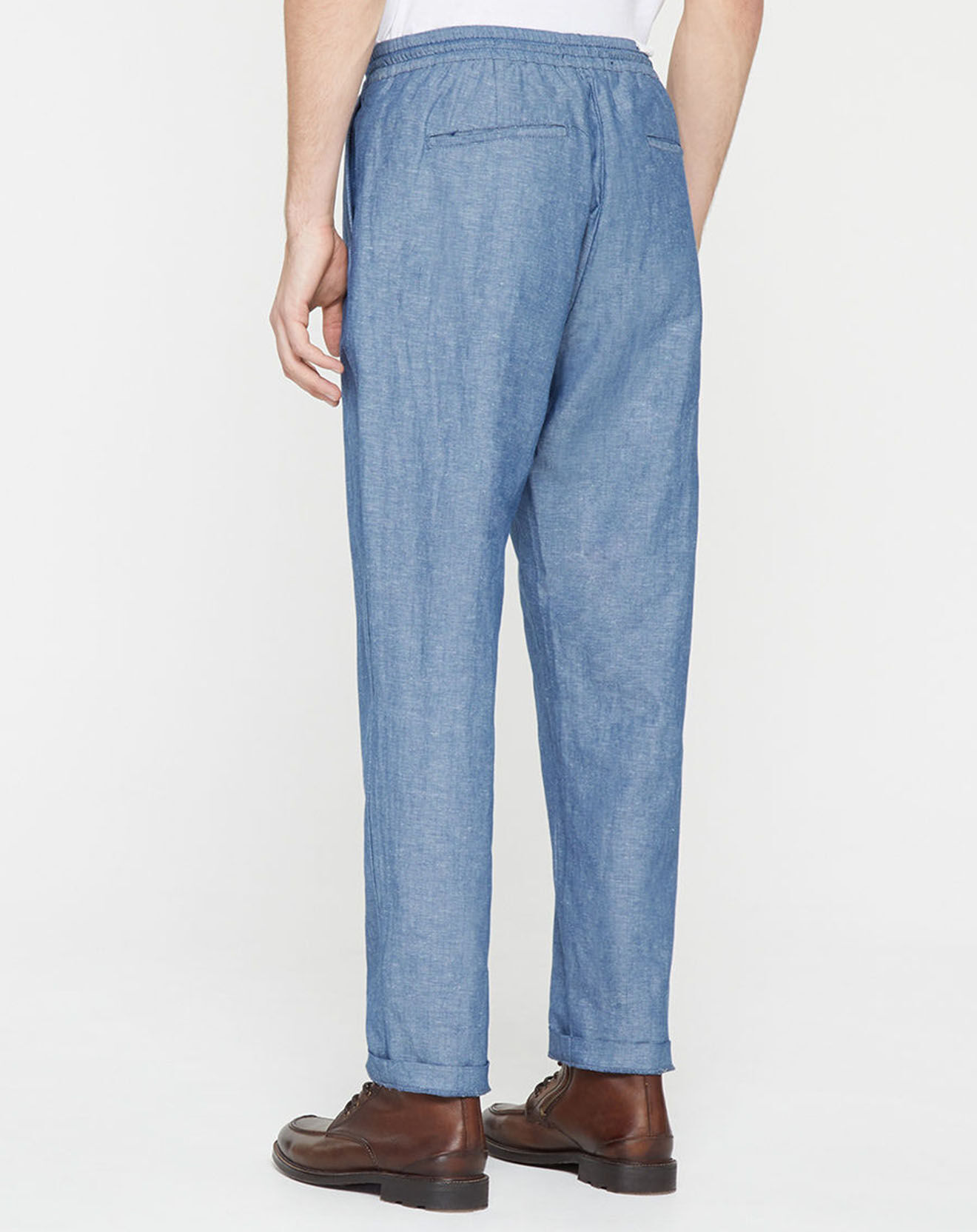 Scotch & Soda Pantalon en Coton bio & Lin Regular Fit élastique bleu