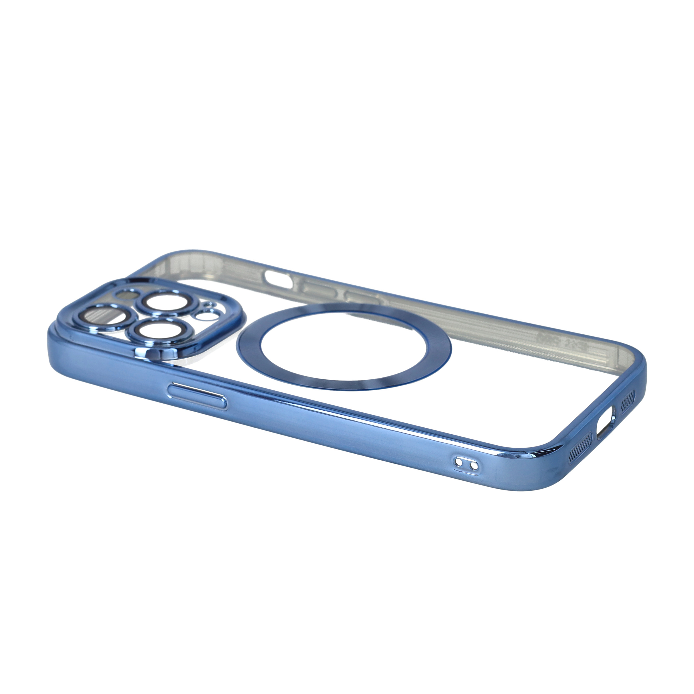 iPhone 13 Pro MagSafe Gummi Case Hülle mit Acryl Kameraglasschutz - Blau / Transparent