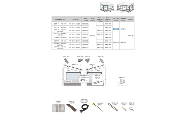 Fiamma Seitenwand rechts für Markise Privacy Room F80L 450-600 H: 245-280 - Fiamma Ersatzteilnummer 98660-126