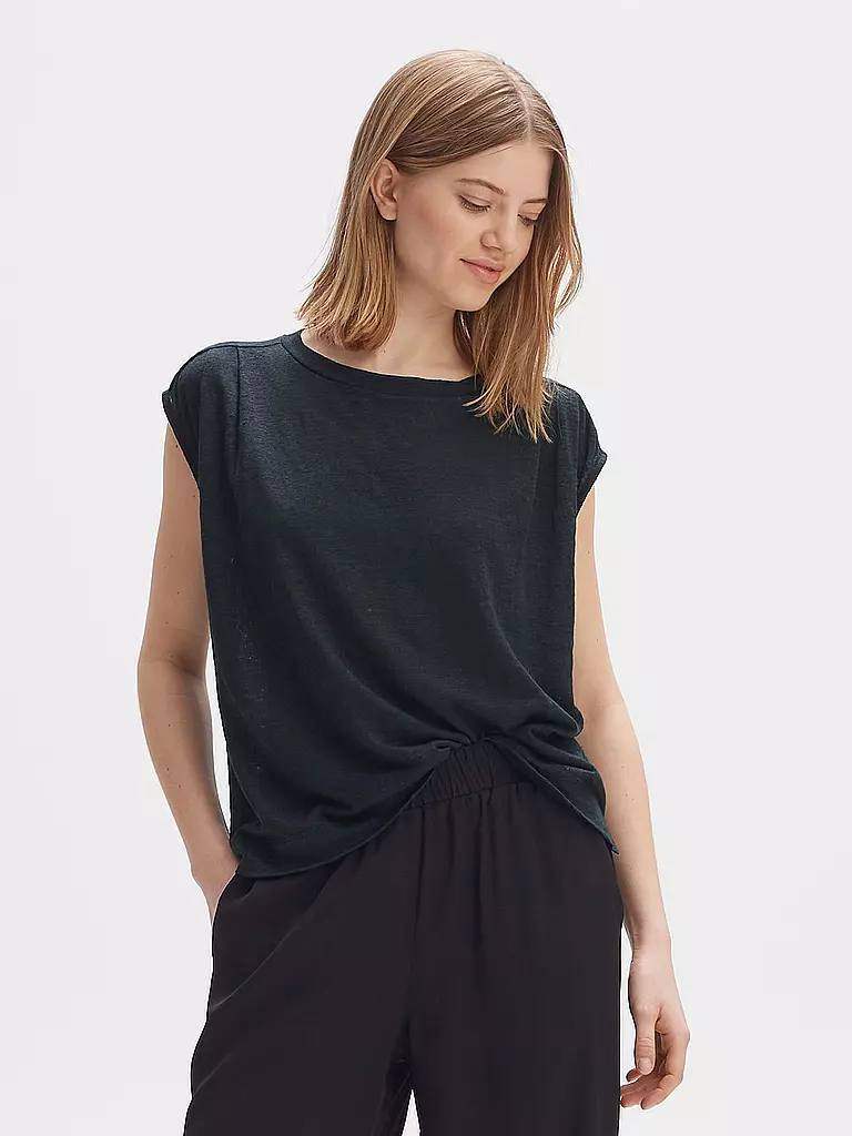 OPUS Leinen T-Shirt SASKINO petrol