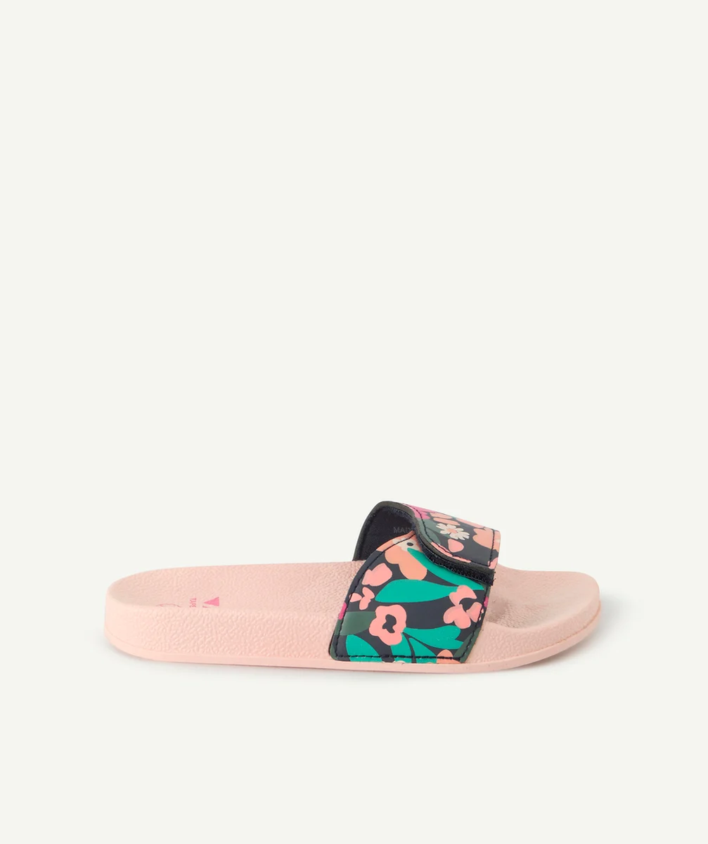 claquette fille rose à imprimé à fleurs