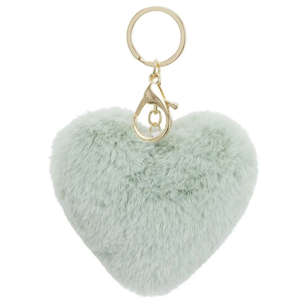 Porte clé pompon forme coeur L11xH8cm