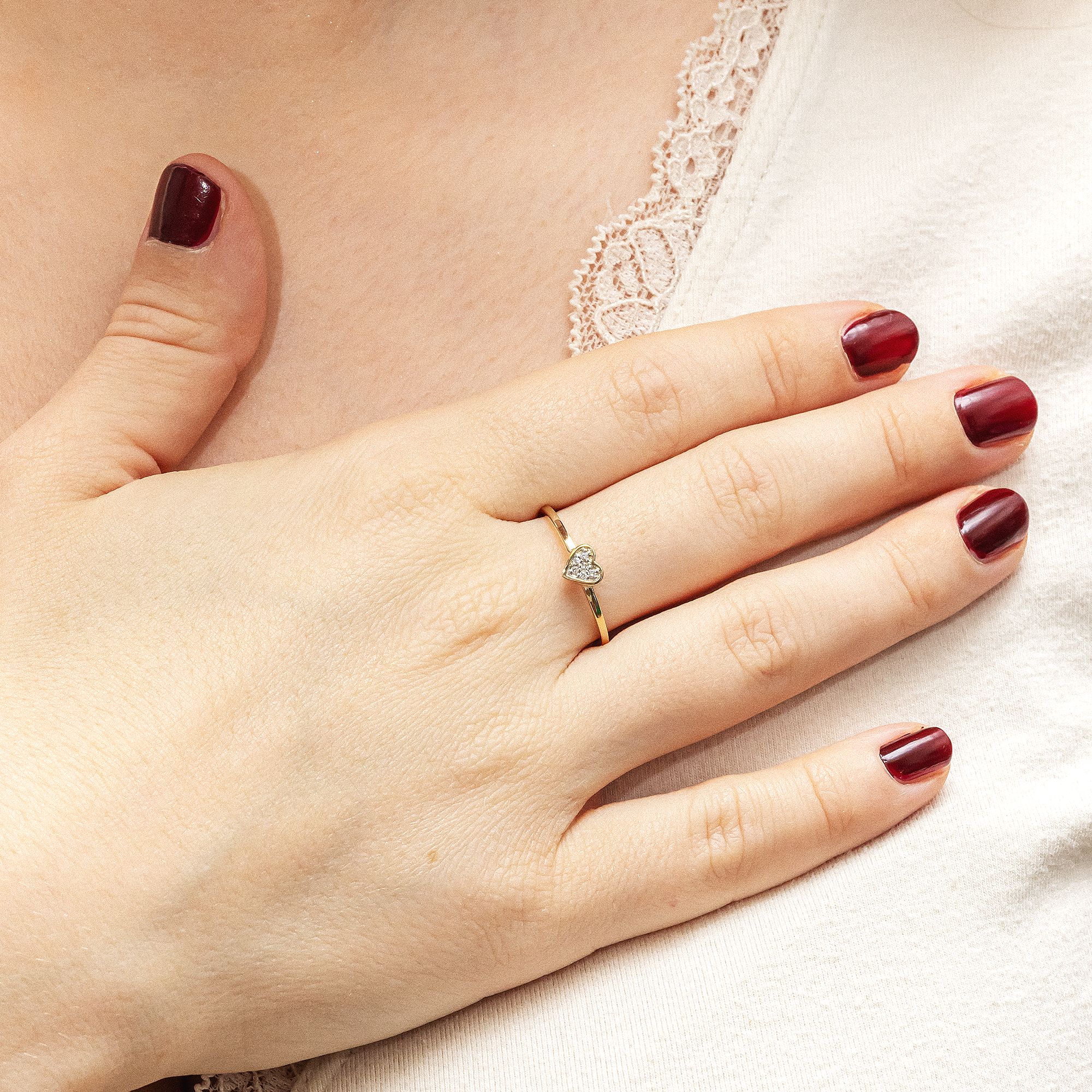 Diamonds by Ellen K. Ring Gold 585 zweifarbig Herz-Motiv mit Brillanten 0,025ct.