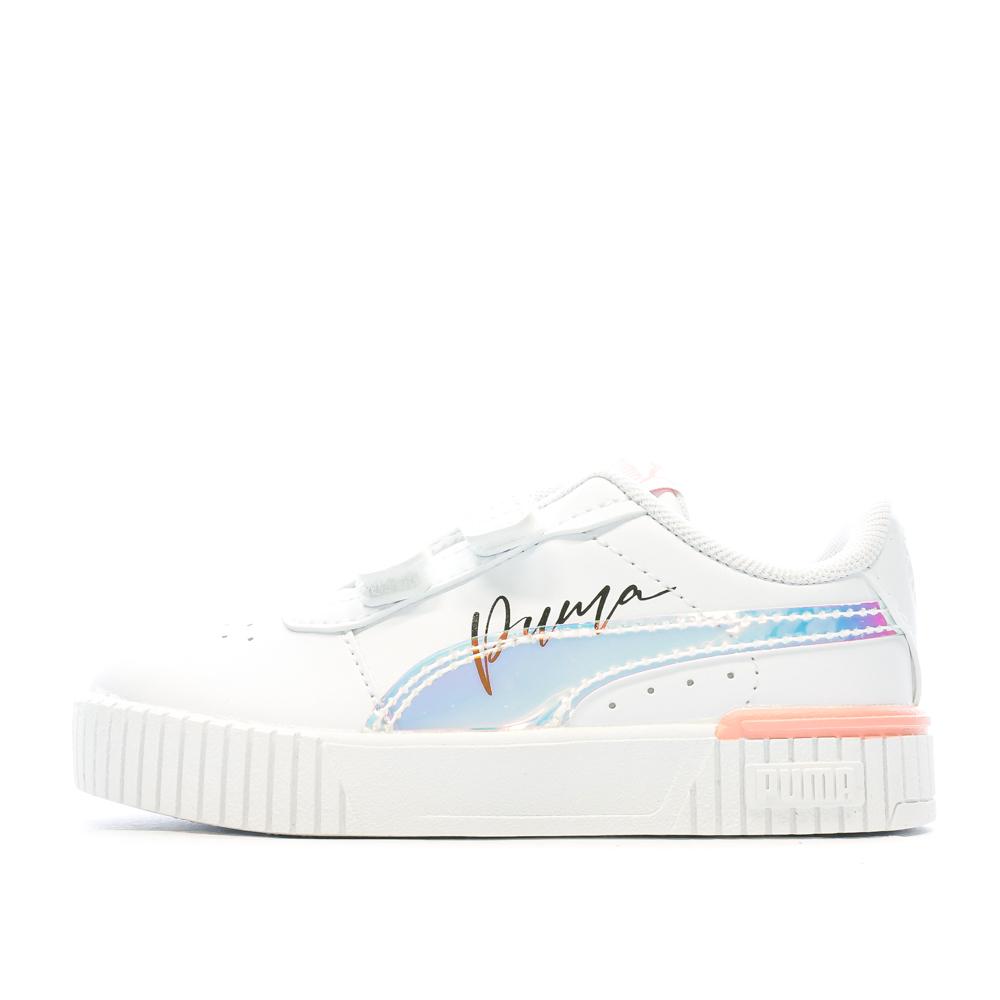 Puma Baskets Blanche/Rose/Argent Fille Puma Carina 2