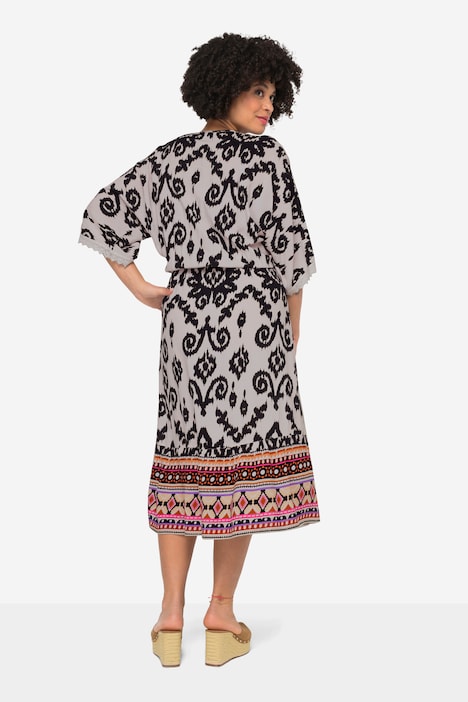 Maxikleid, Alloverdruck, V-Ausschnitt