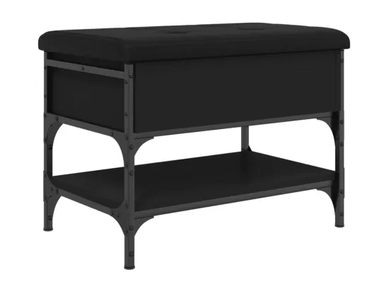 Banc à chaussures noir 62x42x45 cm bois d'ingénierie