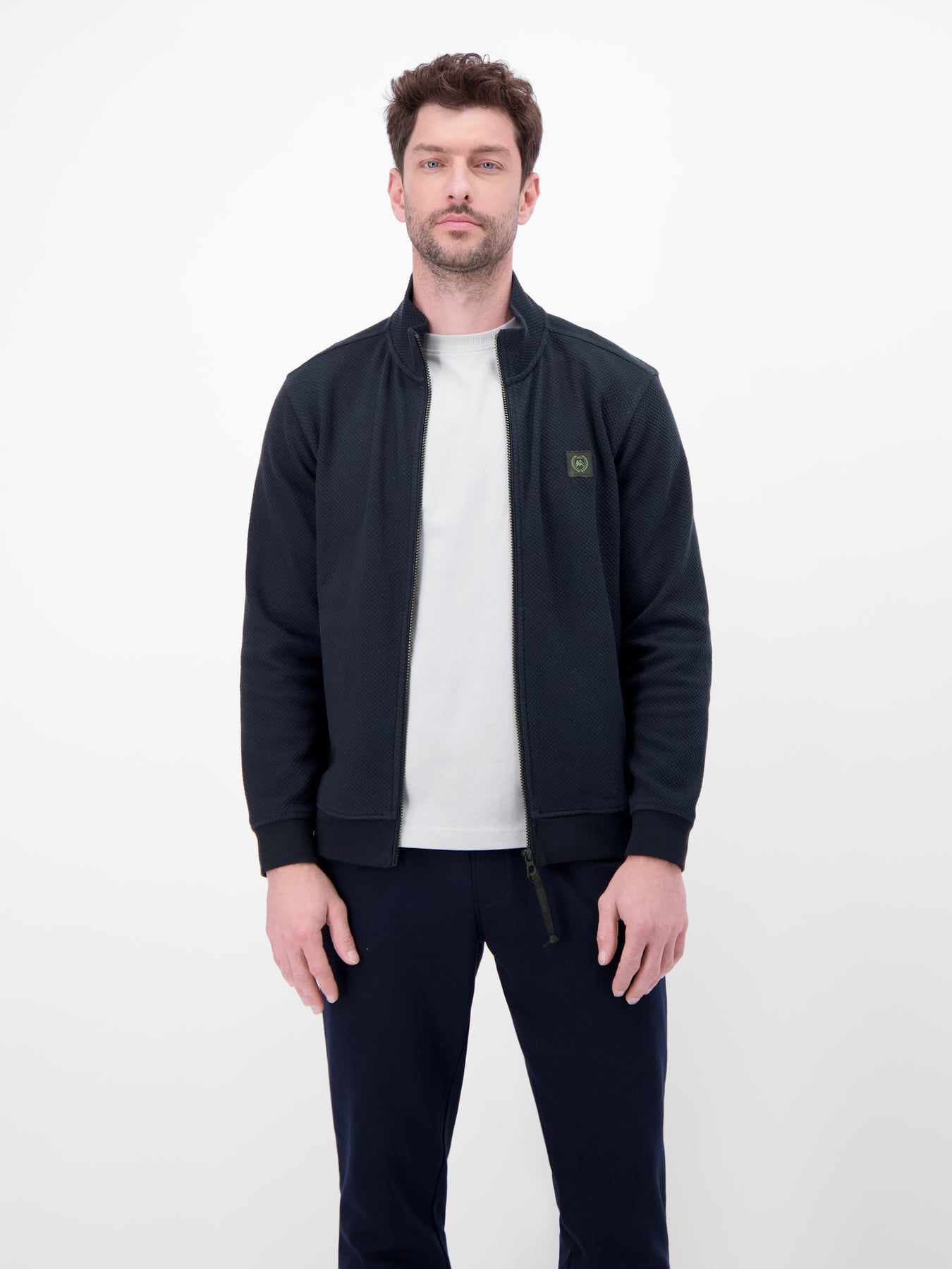 Sweatjacke aus flexiblem Baumwollmischgewebe