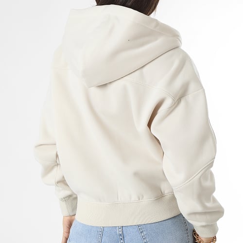 Sweat Zippé Capuche A Bandes Femme Tape 1328 Beige