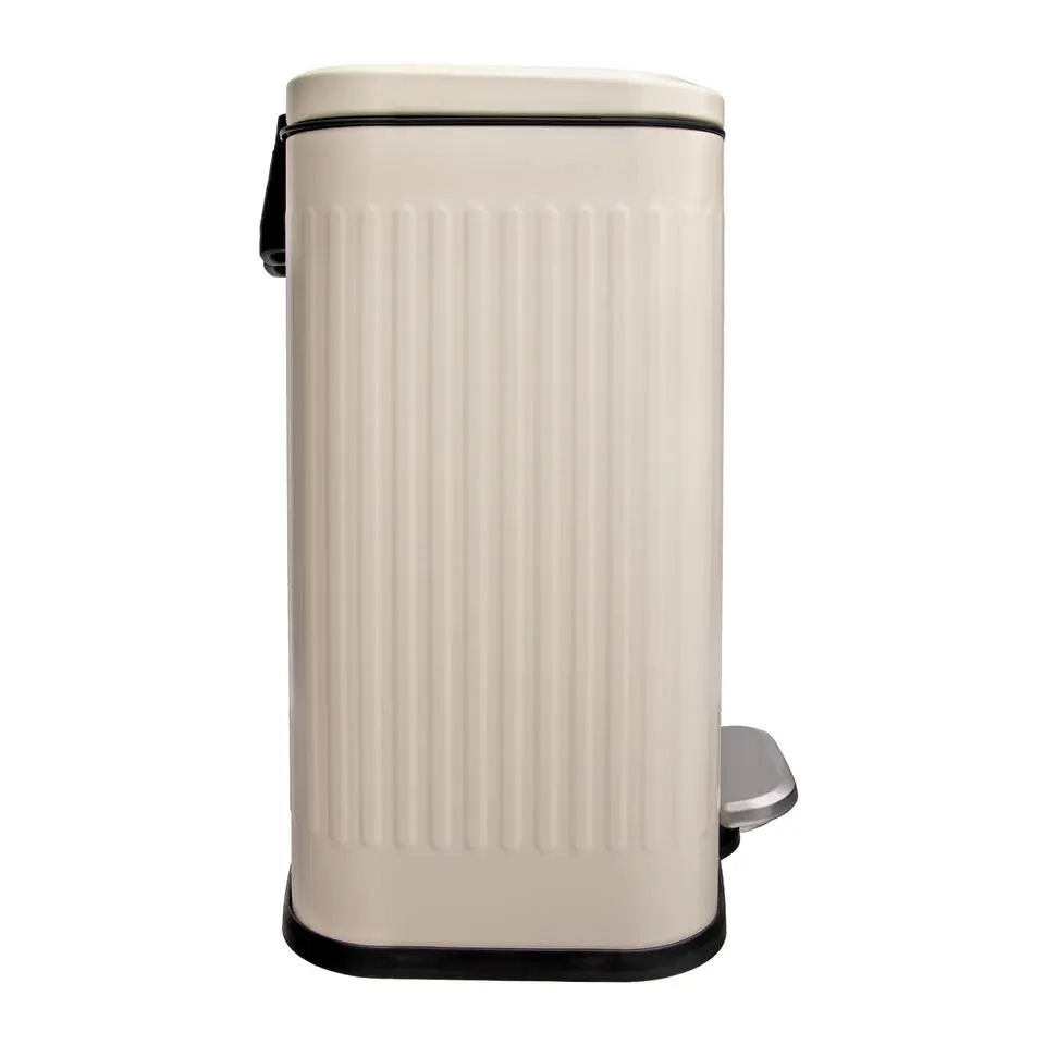 QUVIO Prullenbak 13 L - Rechthoekig afgerond - Metaal - Beige