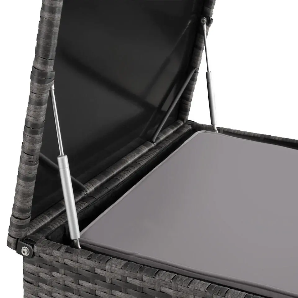 tectake - Loungeset Pisa met opbergbox kussens - wicker - grijs